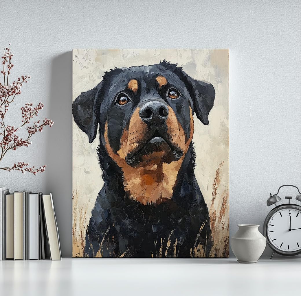 XCJFGO Rottweiler Dog Animal Easy Paint by Numbers Kit for Adults Beginner, Cute Dog Adult Paint by Number Kits on Canvas, Acrylic Simple Oil Paint by Number Kits for Home Wall Decor 16" W x 20" L