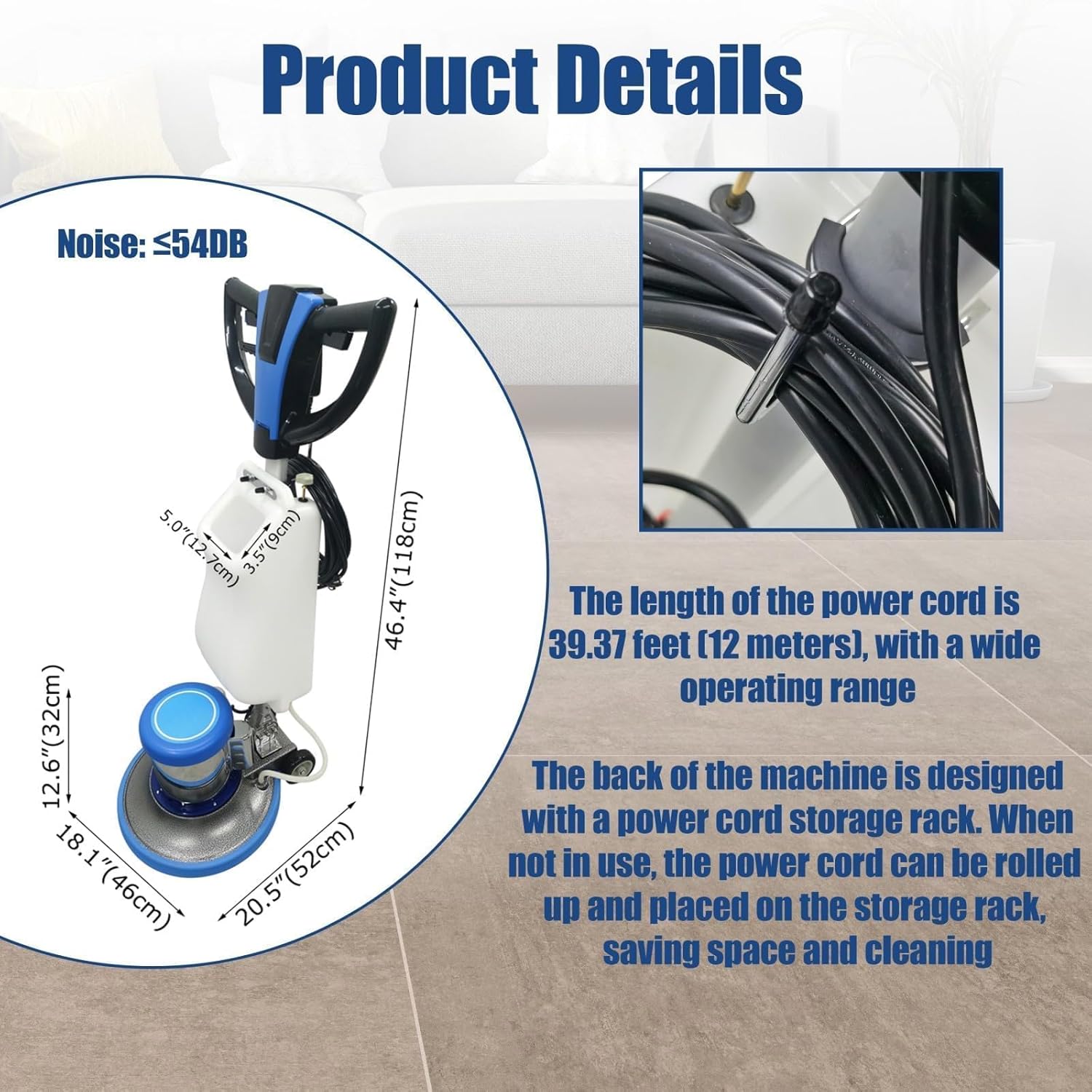 Commercial Floor Polisher Buffer Heavy Duty Multi-functional 17" Industrial Floor Scrubber Machine 110V