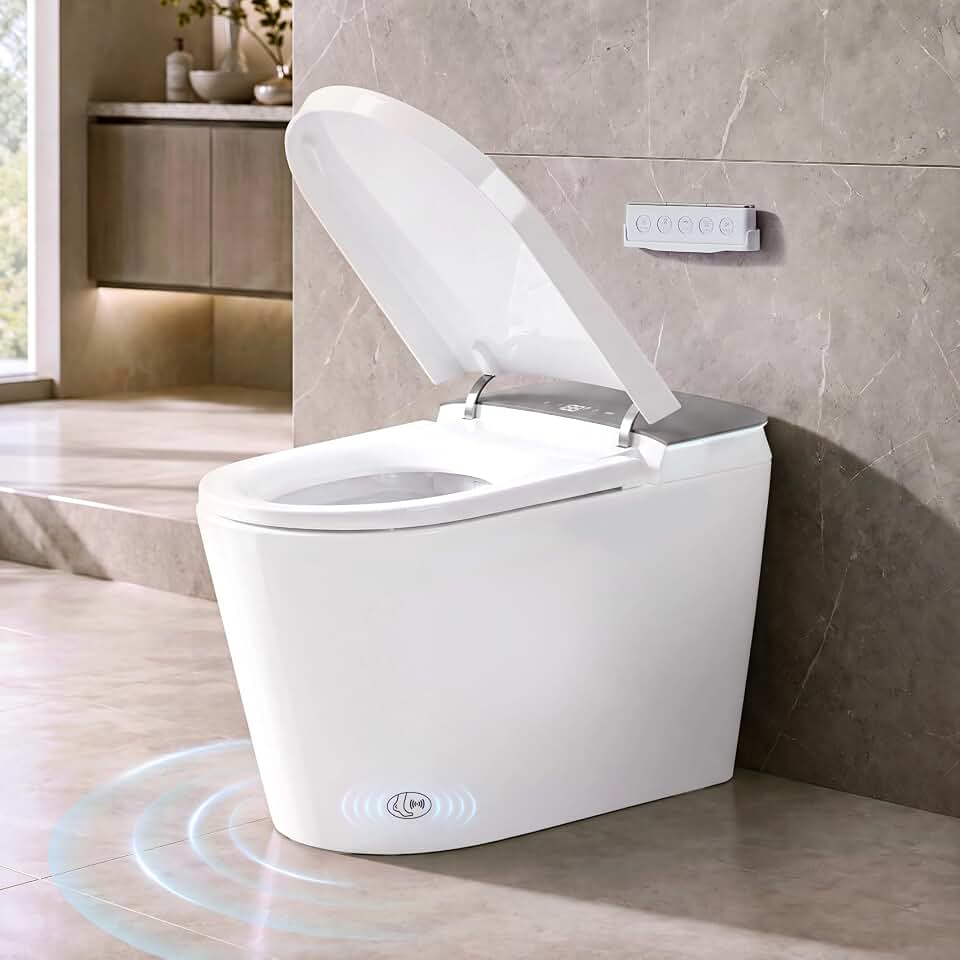Smart Toilet with Built-In Bidet, Tornado Flush with Booster Pump, ADA Comfort Height, Auto Open/Close, Foam Shield, Heated Seat, Warm Air Dryer, Touchless One Piece Toilet – RKS-X700 MAX