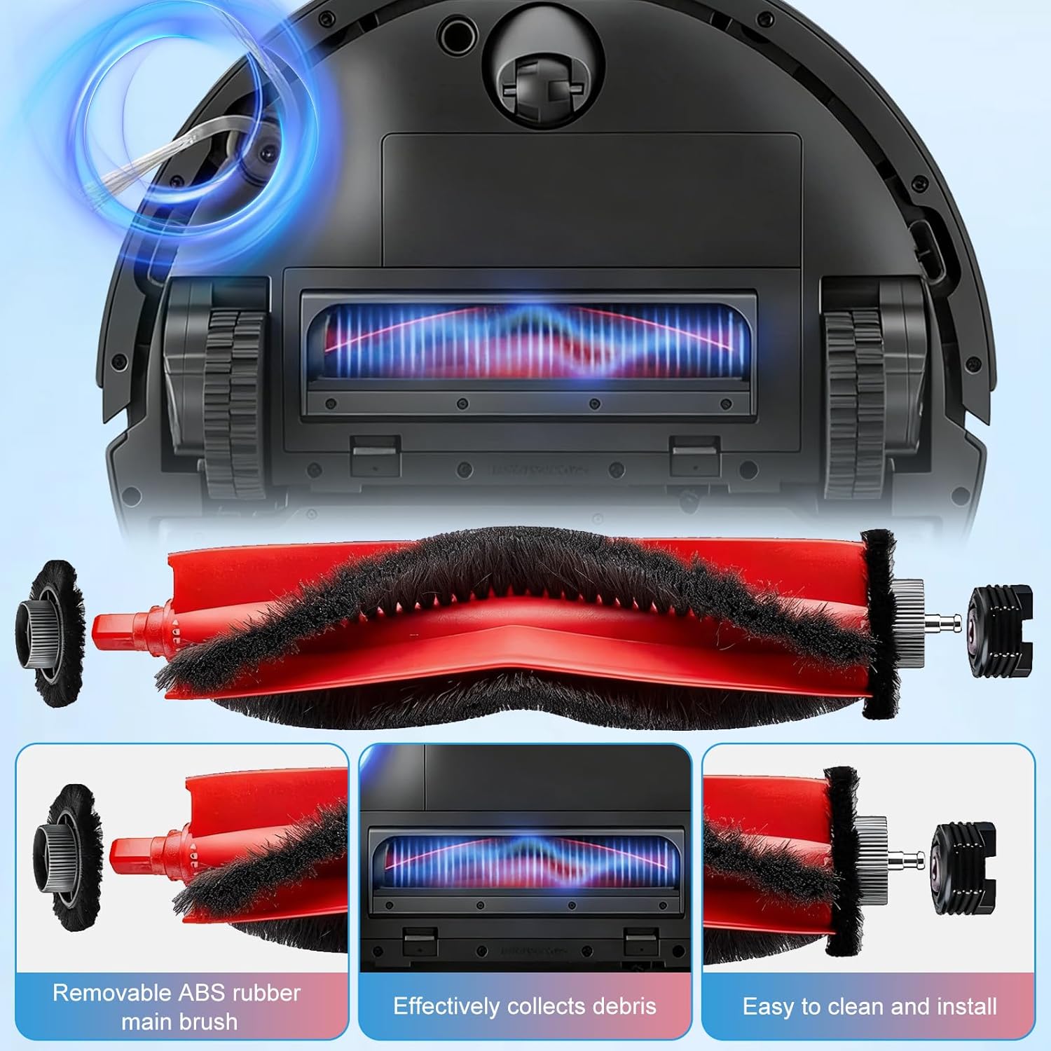 25 Pack Replacement Accessories Kit Compatible with Roborock Q10 S5+ Robot Vacuum, 1 Main Brush, 6 Dust Bags 6 Side Brushes, 4 Mop Pads, 6 HEPA Filters, 1 Screwdriver, 1 Cleaning Tool