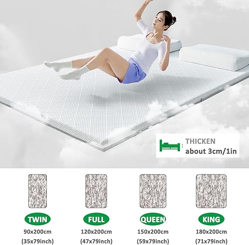 Miniatura 5 de Protector de colchón de gel individual, cubrecolchón de espuma viscoelástica Queen, funda de colchón de gel refrescante tamaño King, cubrecolchón de