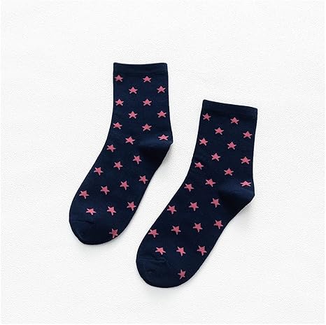 Amazon Co Jp 靴下 かわいい靴下スターズプリント幸せな女性韓国風sokken Sock Color Navy 服 ファッション小物