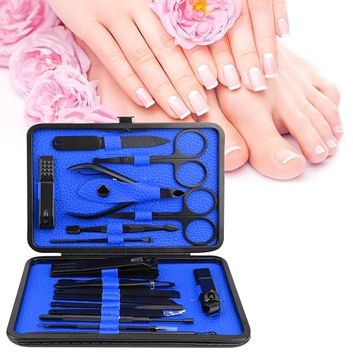 Miniatura 7 de ESARORA Juego de manicura 18 en 1, kit de pedicura profesional de acero inoxidable, kit de cuidado de uñas con alicate y estuche de viaje de cuero