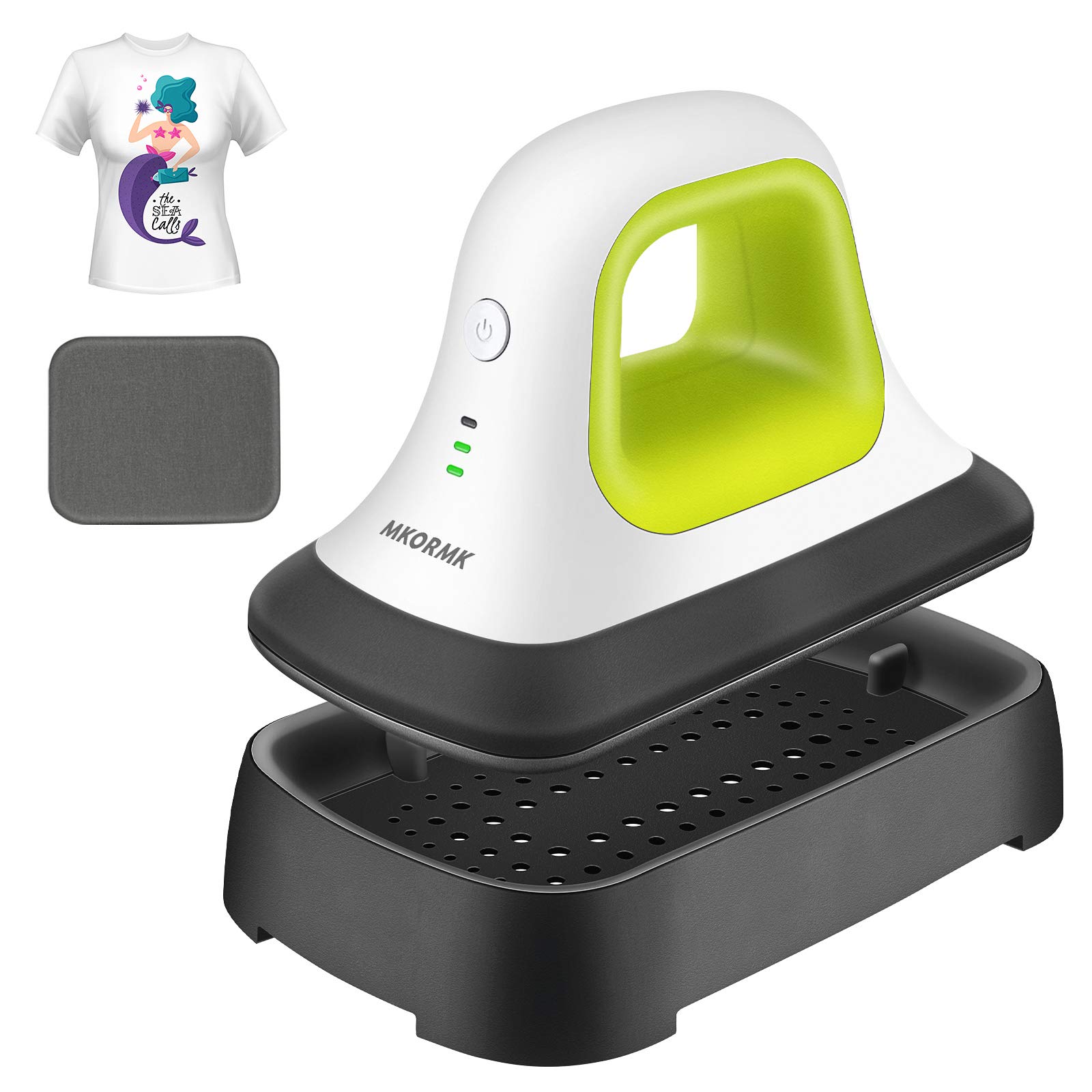 MKORMK Heat Press, Heat Press Machines for T-Shirts Shoes Hats Bags and HTV Vinyl Projects, Portable Easy Press Machine with Heat Press Mat for Heating Transfer, 7" x 3.8"