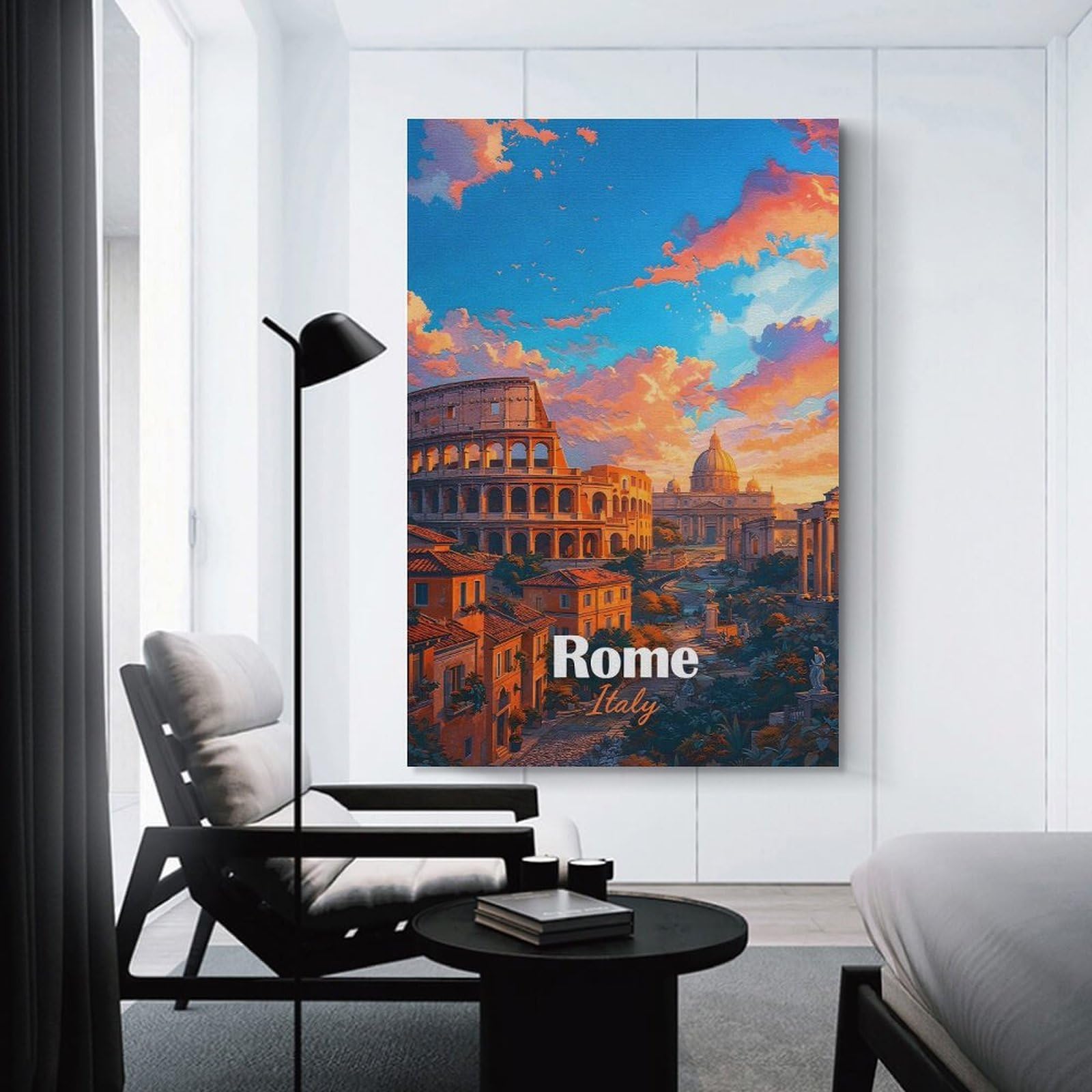 Junmoney Rome Italy Colosseum Sunset Canvas Wall Picture, 24x36inch(60x90cm), for Flats, Guest Rooms Or Compact Rooms, An Easy Choice for New Home Styling