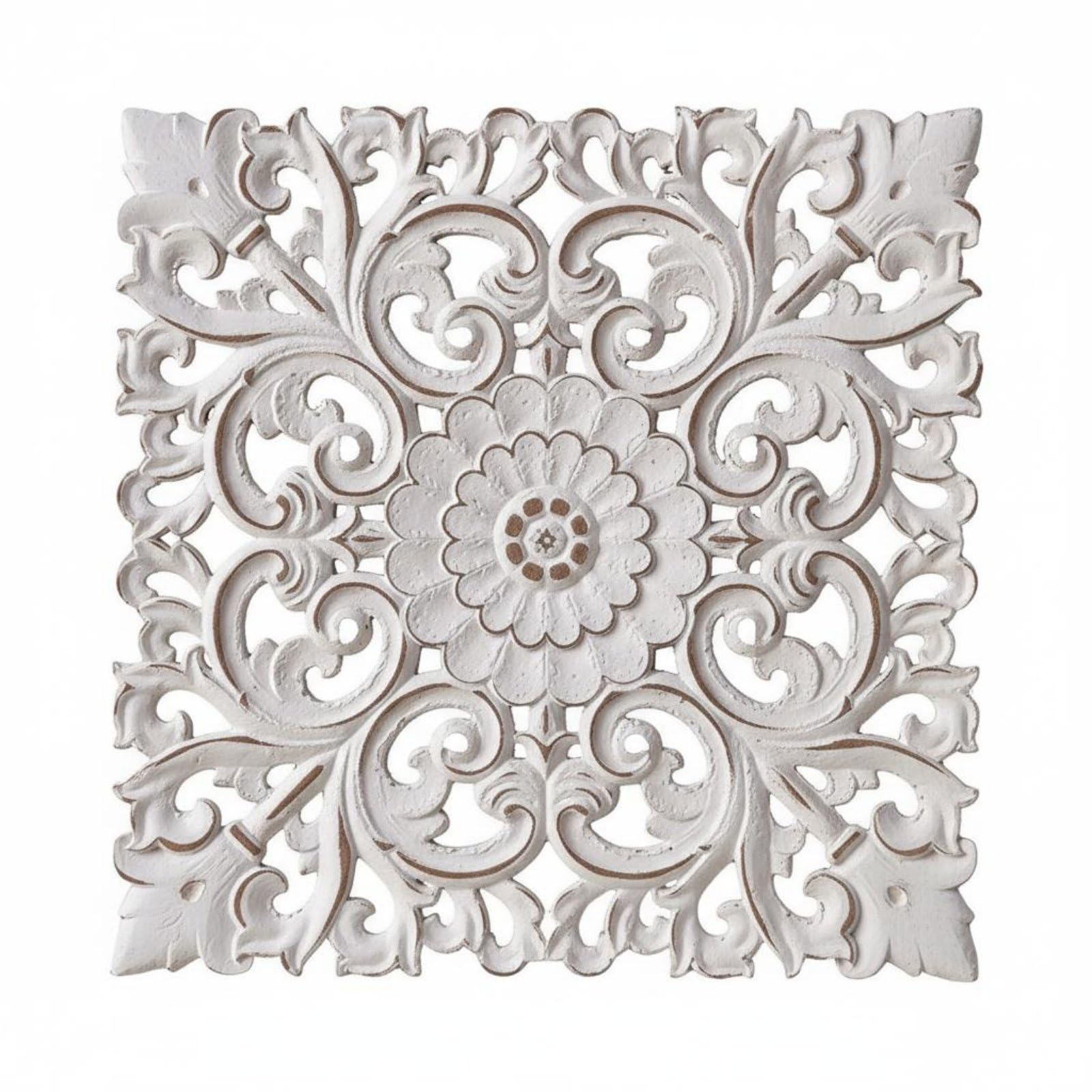 KiBcsLic 2 Pezzi Pannello Murale Quadrato Intagliato Texture Naturale Decoro da Parete in Rilievo Taglio Pannello da Parete 3D per Ingresso