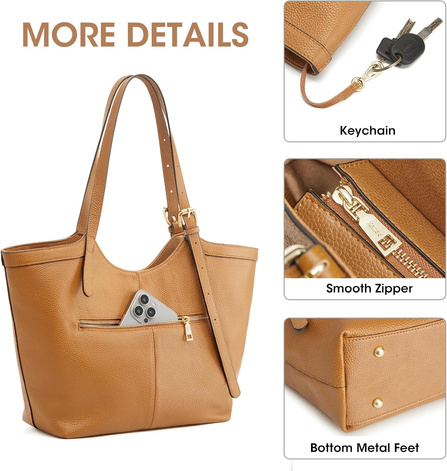 Kattee Genuine Leather Purses and Handbags for Women Trendy, Top Grain Leather Hobo Tote Shoulder Bag with Adjustable Strap - Image 5
