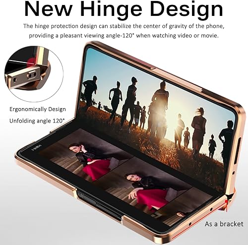 Miniatura 3 de Miimall Funda de piel compatible con Samsung Galaxy Z Fold 2 con protección de bisagra, protección plegable de lujo, con cubierta de pantalla para