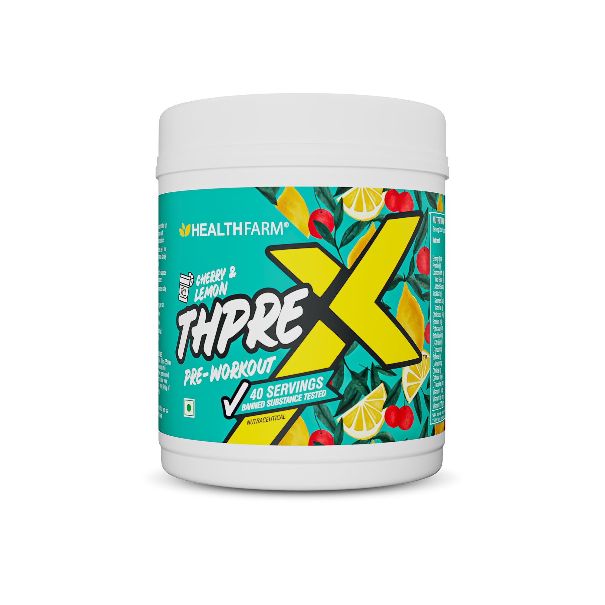 Healthfarm Thpre X Pre Workout Powder| Sports Nutrition Supplement for Men & Women - For Working Out, Hydration, Mental Focus & Energy - 40 Servings |500G Cherry & Lemon |-image-20