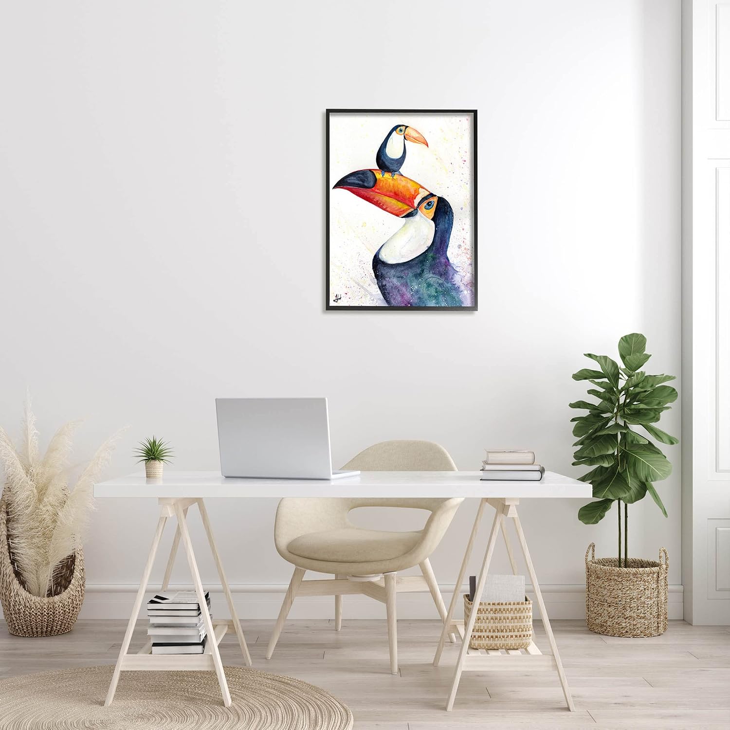 Stupell Industries Toucan Baby & Mother Perched Giclee Framed Wall Art, Design by Marc Allante