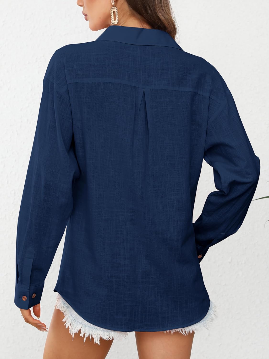 CUNLIN Women's Button Down Shirts Long Sleeve Cotton Summer Beach Wear for Women with Pocket - Image 2