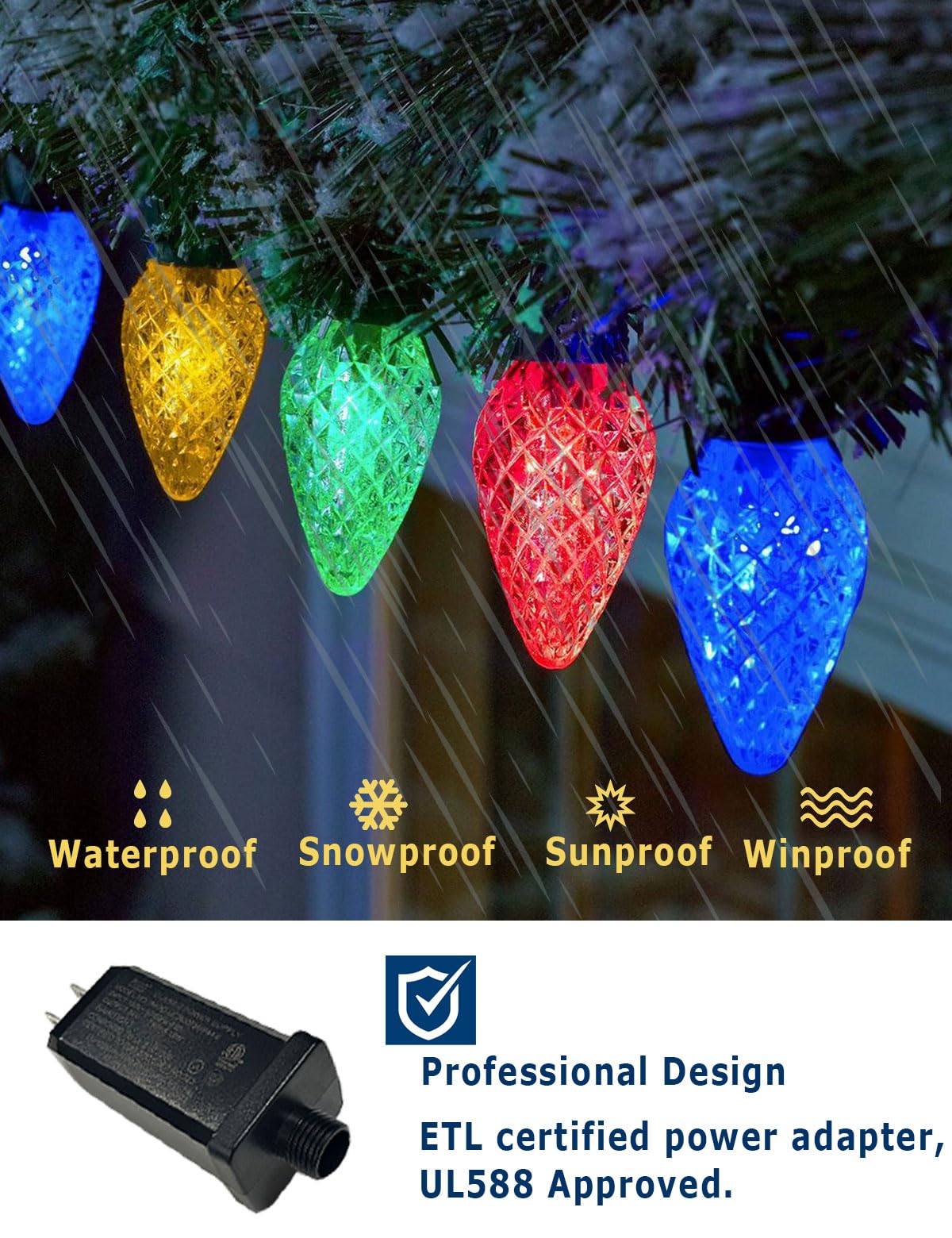 HIITEN RGB C9 Weihnachtsbeleuchtung für den Außenbereich, 36 m, 150 LEDs, DIY-Chasing-Effekte, intelligente LED-Weihnachtsbeleuchtung, Bluetooth-App, ferngesteuert, ausziehbar