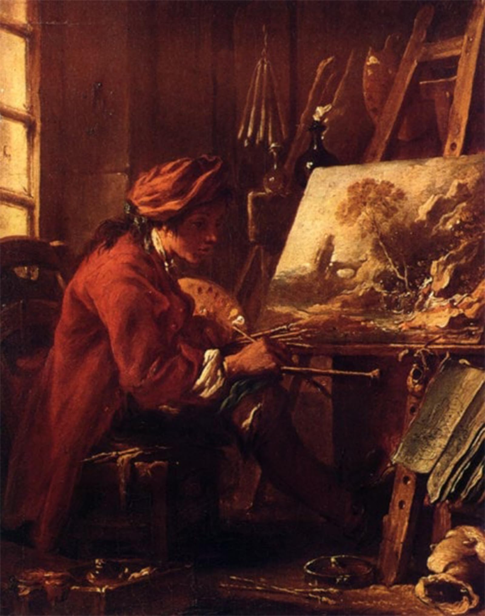 ARTXLXXBN Famous Prints Artwork Pictures Poster Painting Art the Painter in His Studio by Francois Boucher Artwork Landscape Pictures for Home Decor 60x90cm