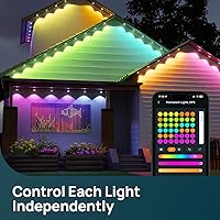 Vista 2 de Linkind Luces permanentes para exteriores, 100 pies con 72 LED triples, iluminación AI, RGBTW inteligente para luces de Navidad, tira de luces LED