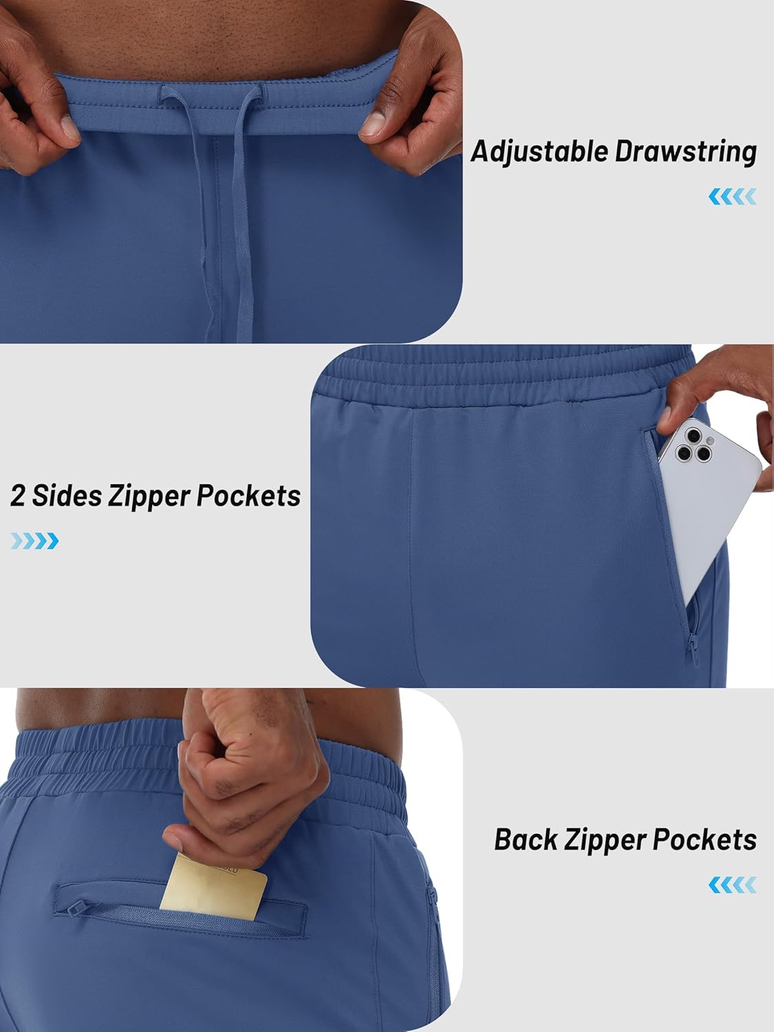 TACVASEN Men's Warm Sweatpants Winter Fleece Lined Water Resistant Pants Straight Leg with Zipper Pockets for Running - Image 5