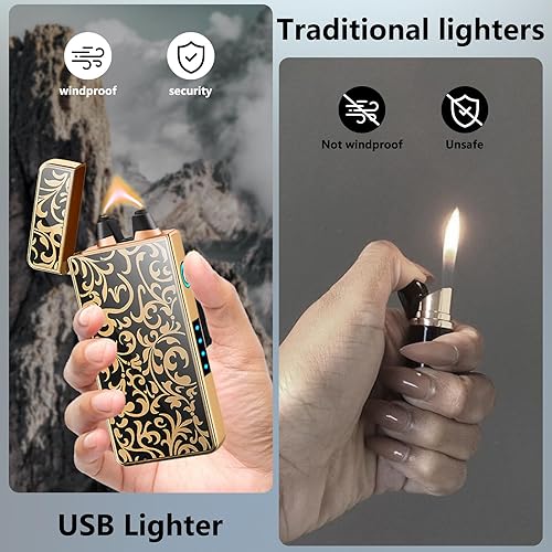 Miniatura 4 de Encendedor de arco resistente al viento, recargable por USB, plasma, sin llama con indicador de batería, ideal para velas, barbacoas y fuegos