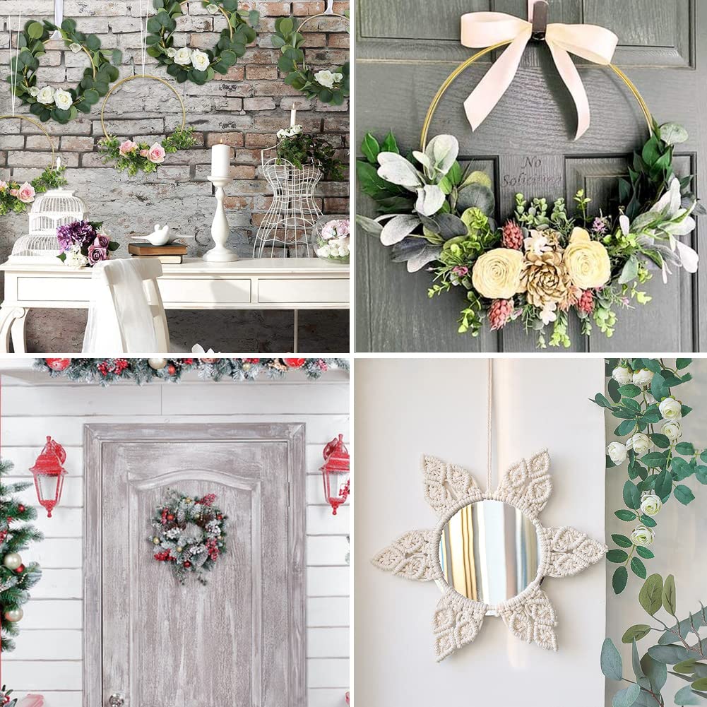 6 Anelli Metallici Per Decorazioni - 10cm, 15cm, 20cm In Oro Per Dreamcatcher, Ghirlande E Fai Da Te - Foto 3