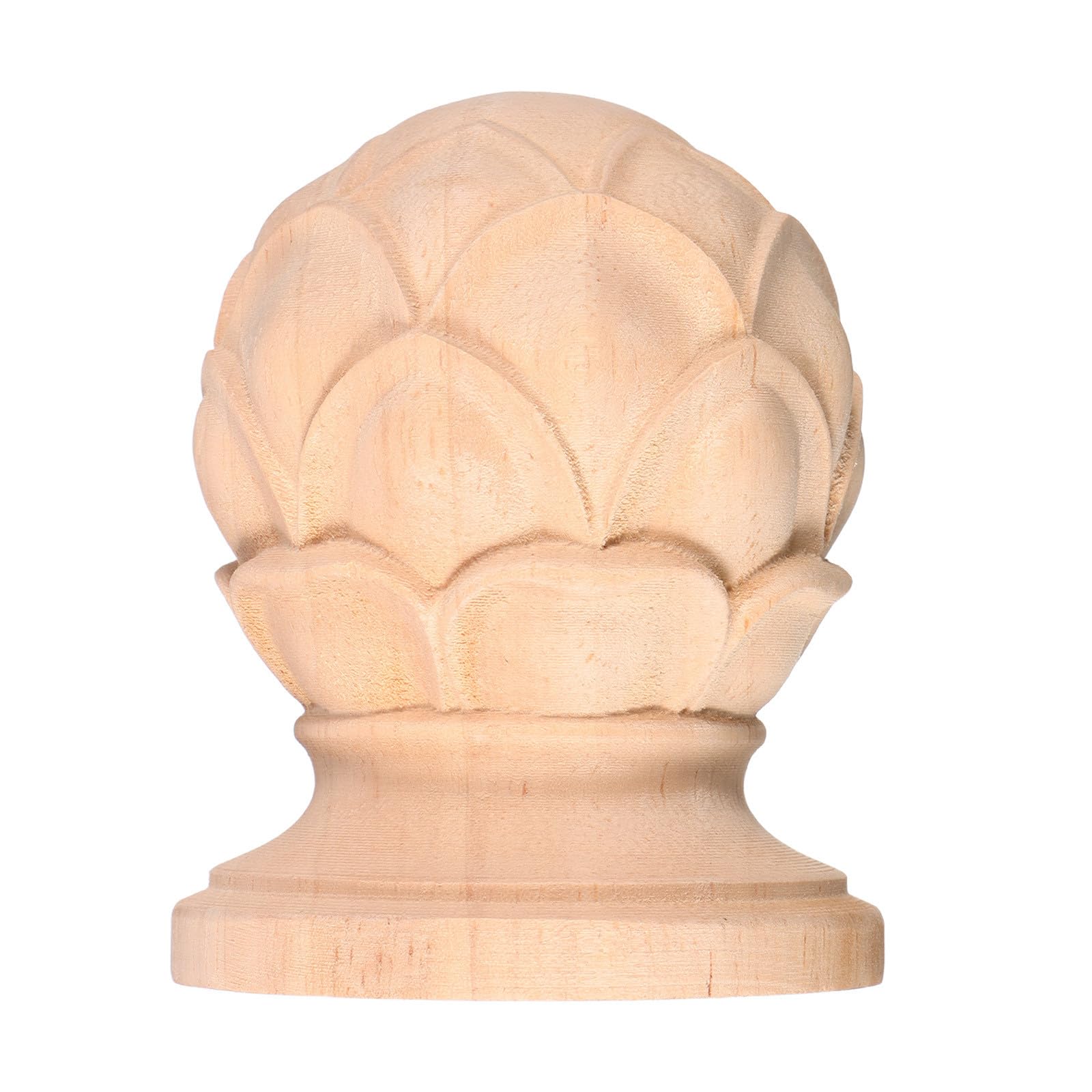 Remate de bola de madera tallada 8x10 cm para postes de escalera clasicos
