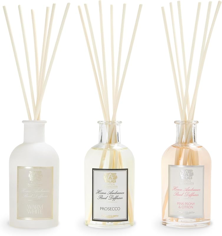 Antica Farmacista Reed Diffuser Gift Box - Includes Prosecco, Warm White & Pink Peony - Luxury Room Freshener for Anniversaries, Birthdays & Holidays - 3.4 fl oz Each