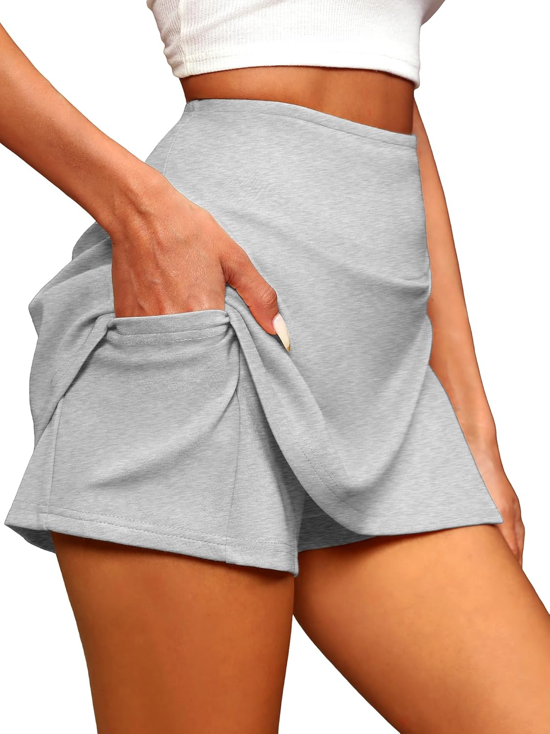ELLEVEN Y2K Mini Skort with Sexy Side Slits - Women's Stylish Bodycon Skirt with Built-in Shorts & Pocket - Image 3