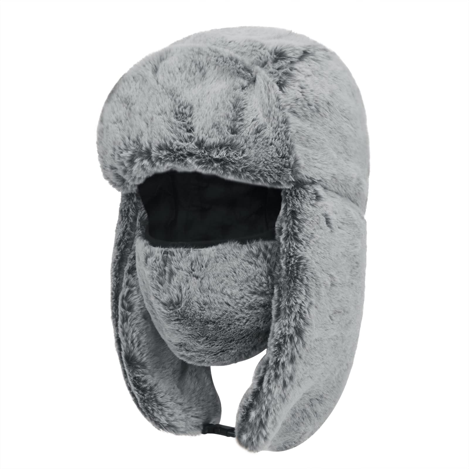 OhMillWinter Pilot Cap Warm Trapper Trooper Hat Windproof Bomber Hats with Folding Ear Flap Chin Strap and Removable Face Mask for Women Men Skiing Skating Cycling Camping Hiking Hunting Hats