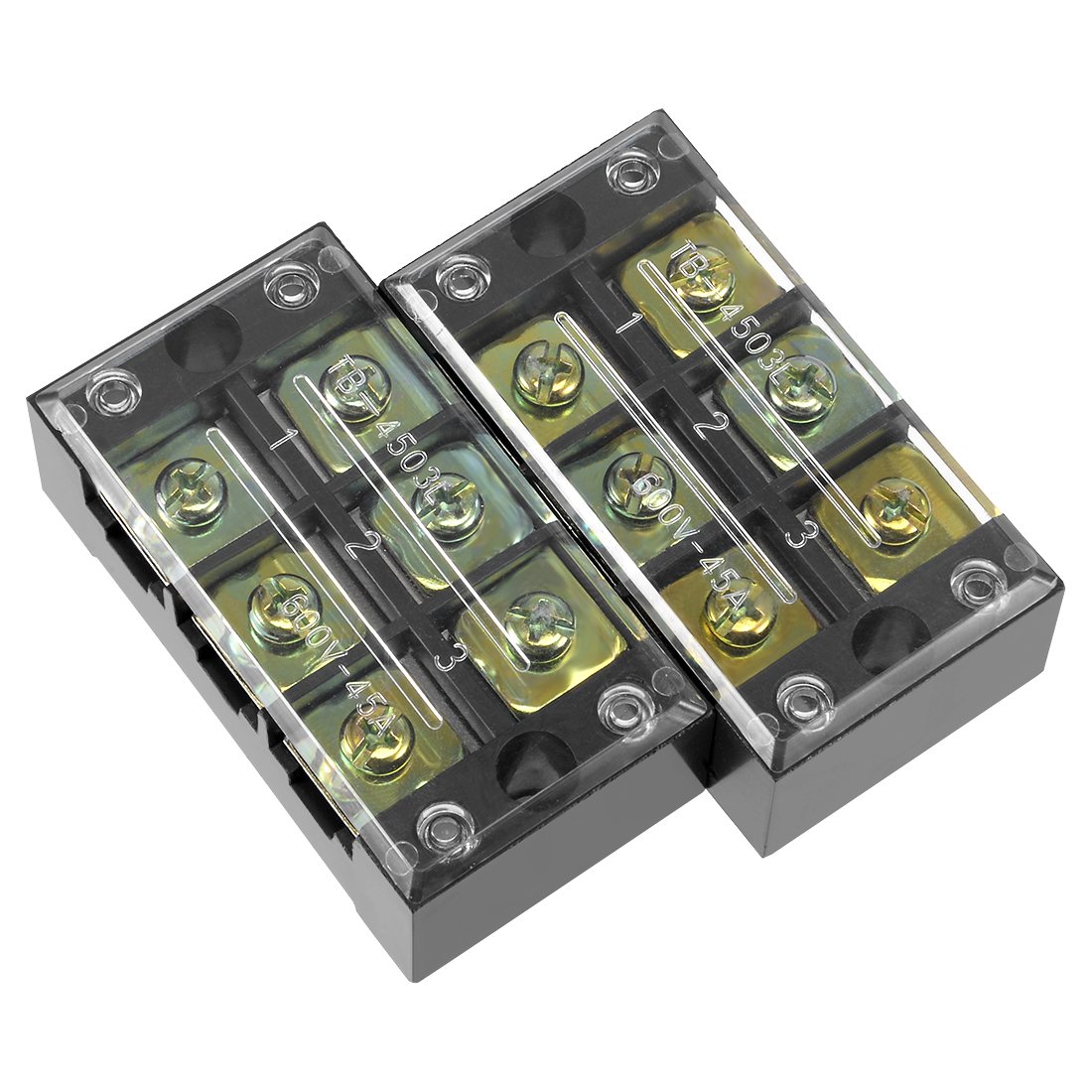 Photo 1 of uxcell 600V 45A 3-Position Terminal Block (2-Pack)