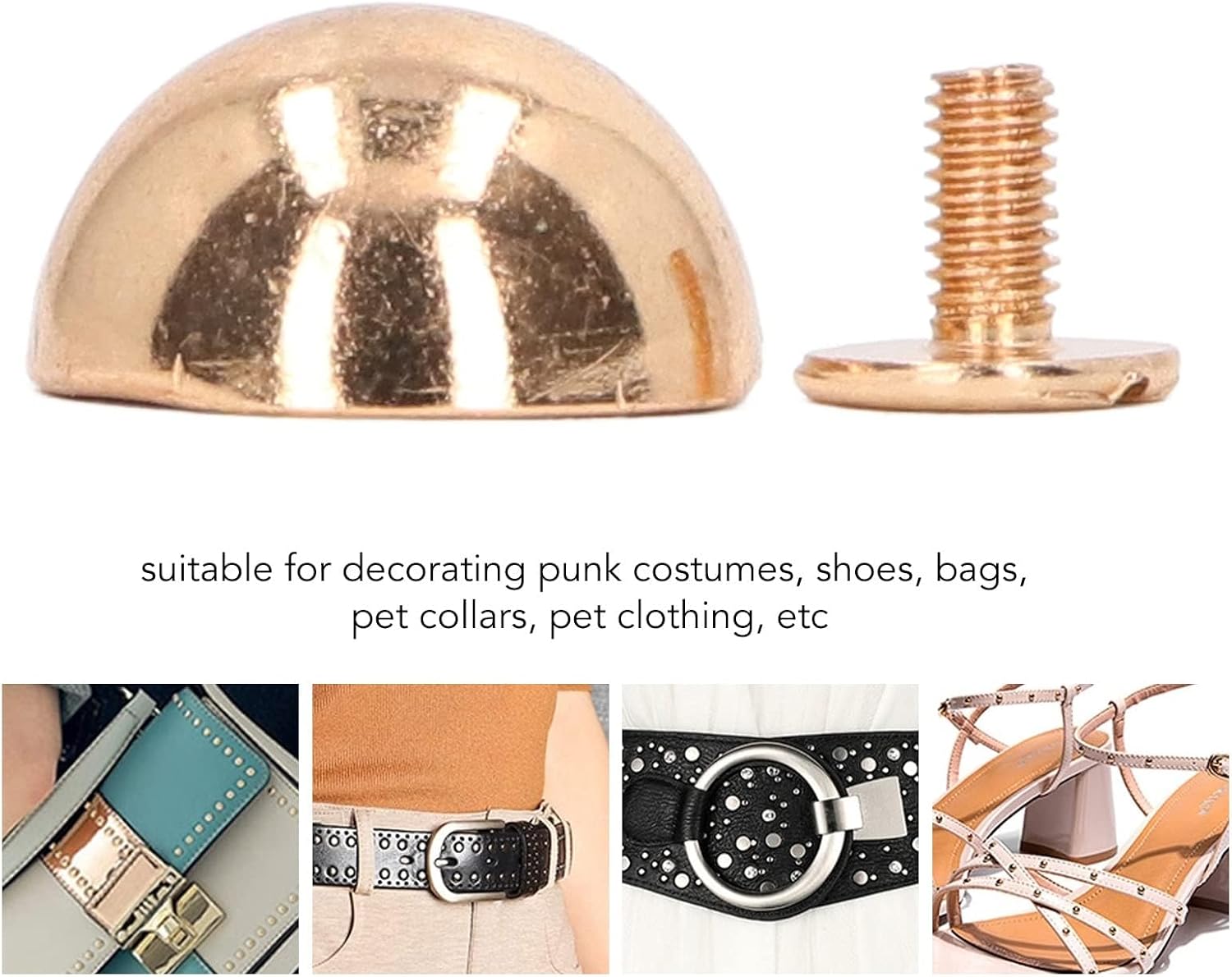100Pcs Mushroom Rivets, Plated Alloy High Round Head Leather Studs Dome Studs Button for Leather Clothes Bag Craft Decoration Gold