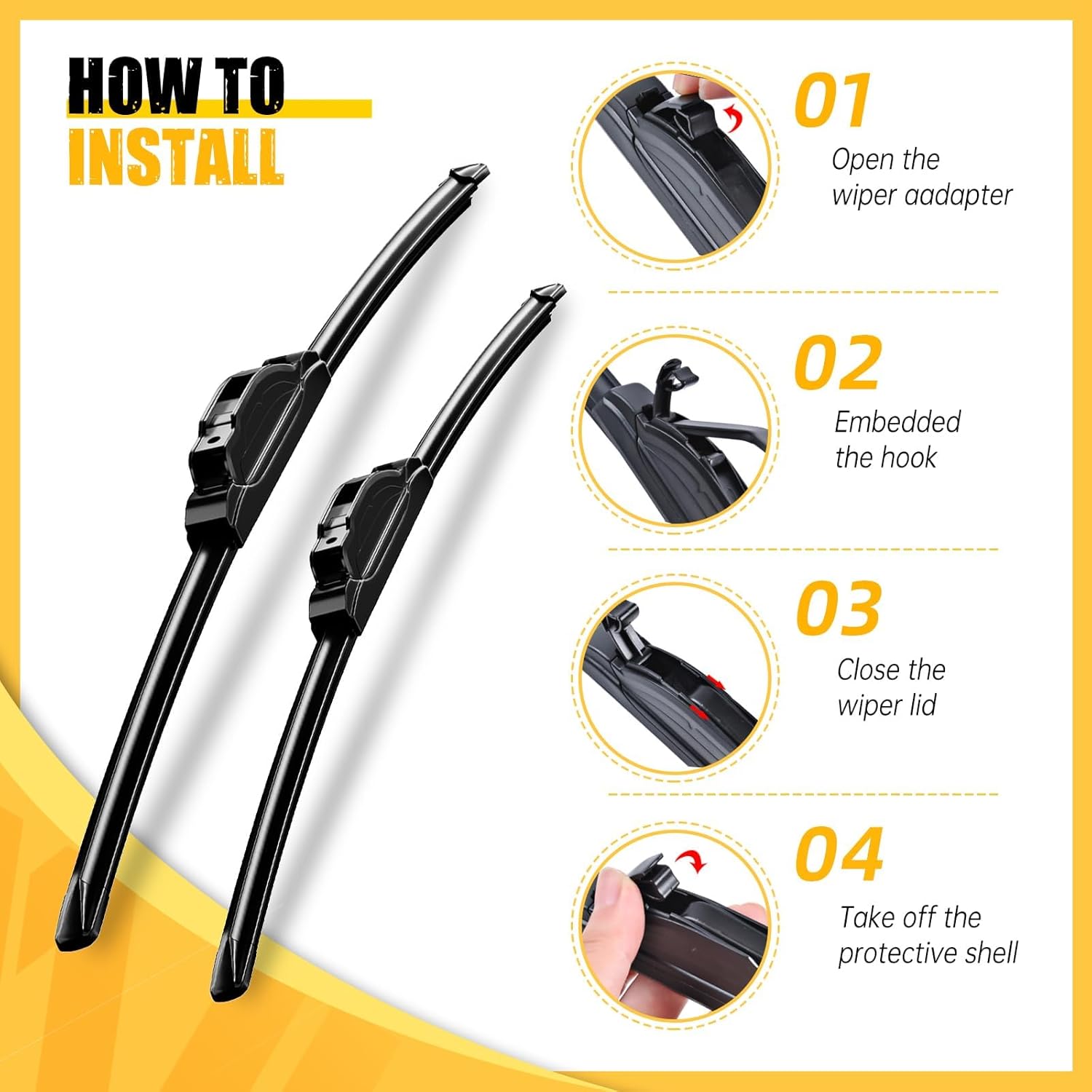 MIKKUPPA 26"+22"+16" Windshield Wiper Blades Replacement for 2005-2022 Honda Odyssey, Front & Rear Wiper Blades Set, Durable Stable Quiet All Season (Pack of 3)