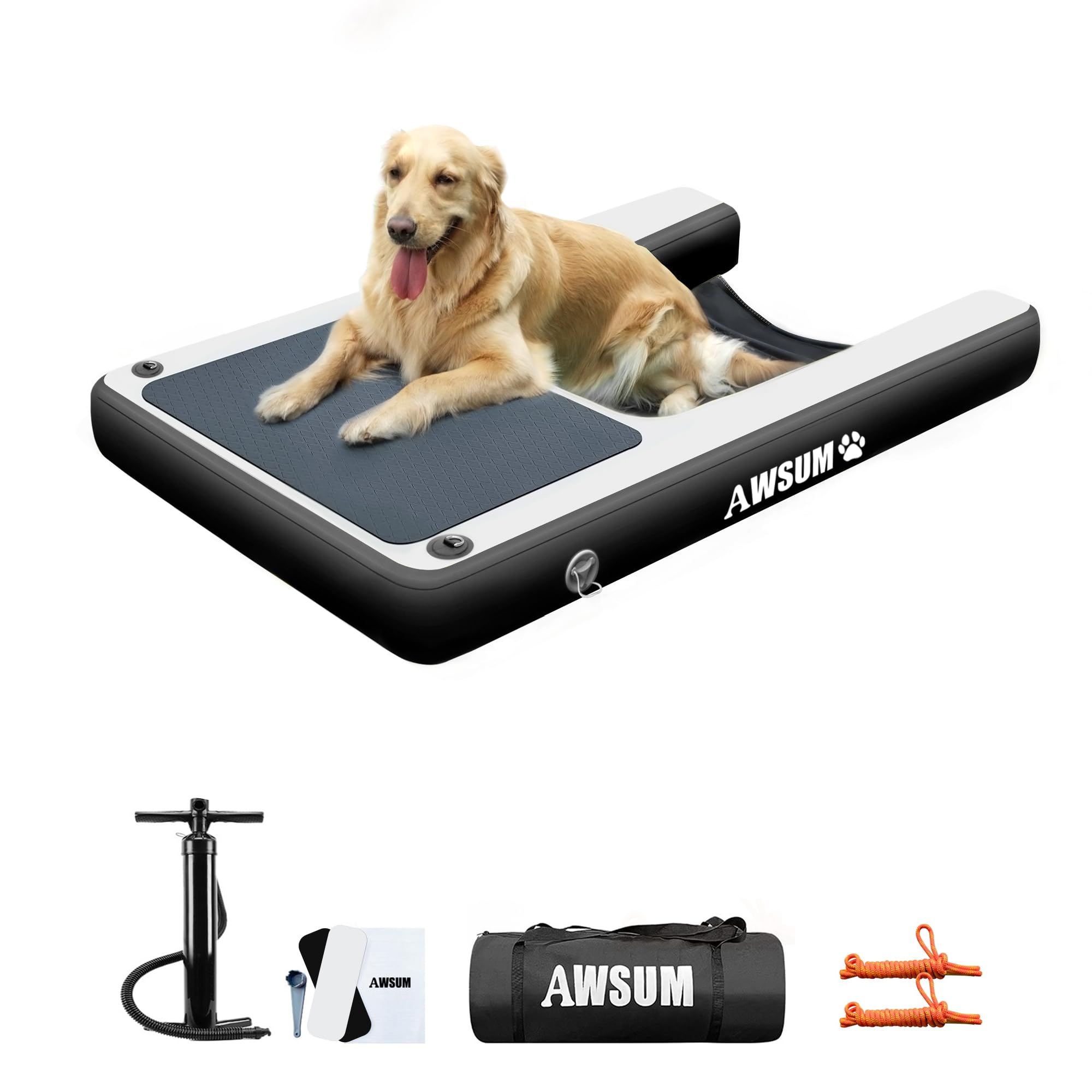 AWSUM Opblaasbare Hondenwaterhelling - Zwemladder Voor Honden Tot 90 Kg, Voor Boot, Zwembad, Meer