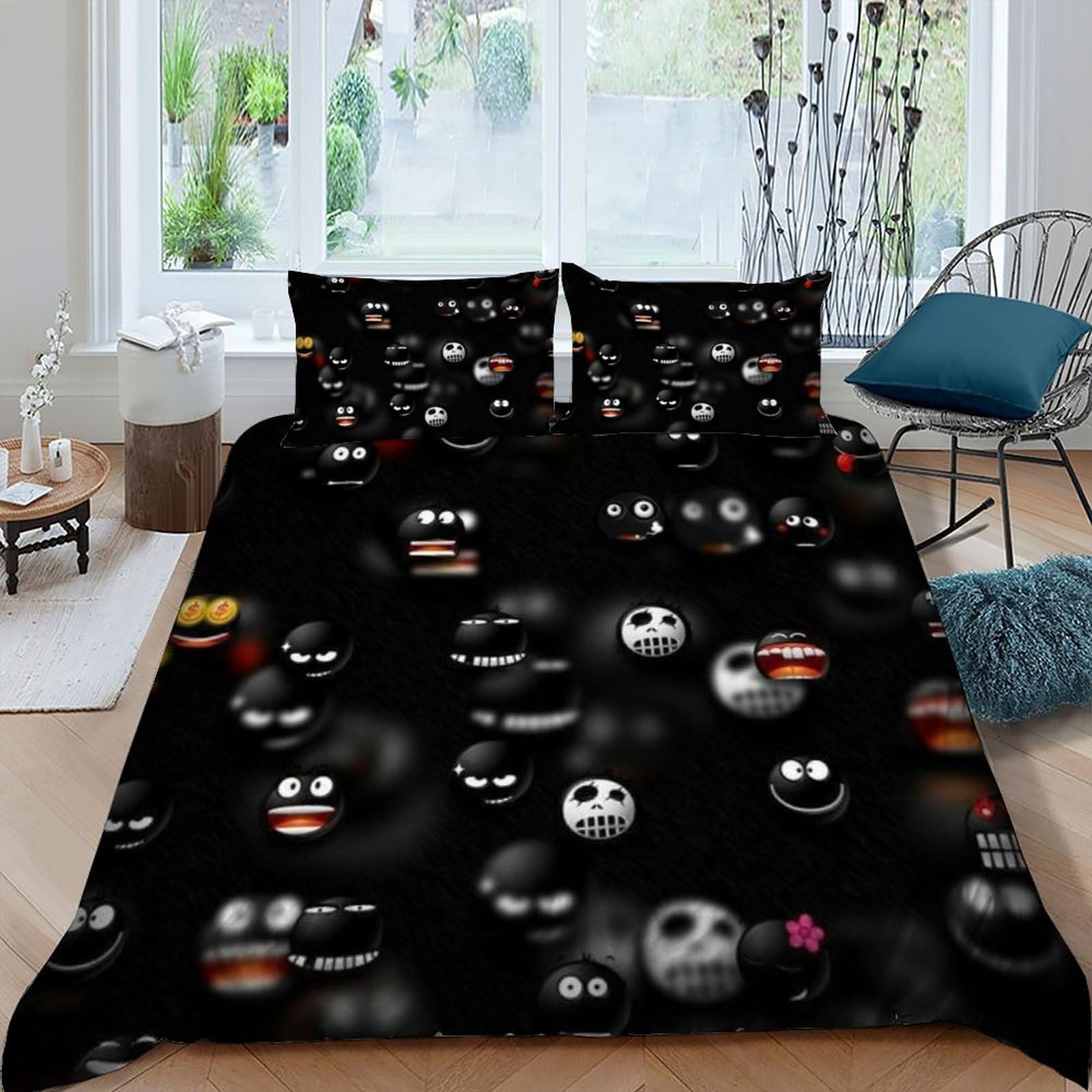 Housse de couette King fleurs artistiques pour chambre adulte cocooning