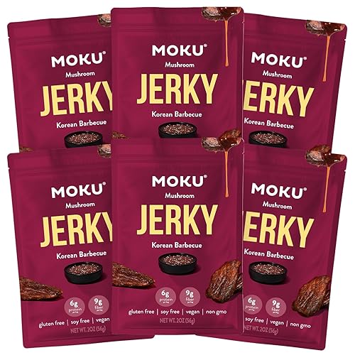 Miniatura 16 de Moku Jerky de hongos a base de plantas, teriyaki hawaiano (paquete de 3) cecina vegana, sin gluten, sin soja, aperitivos veganos sin OMG, carne