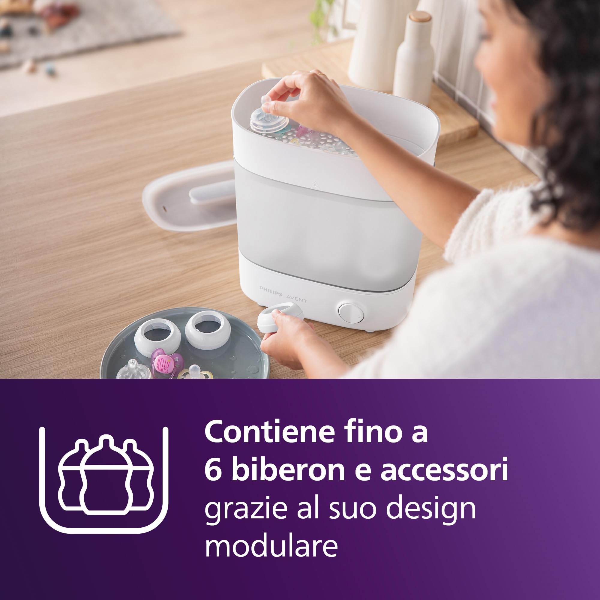 Philips Avent set de regalo de esterilizador: esterilizador eléctrico de vapor con cepillo para biberón y tetina, fácil limpieza y esterilización de biberones, extractores de leche, SCF291/30