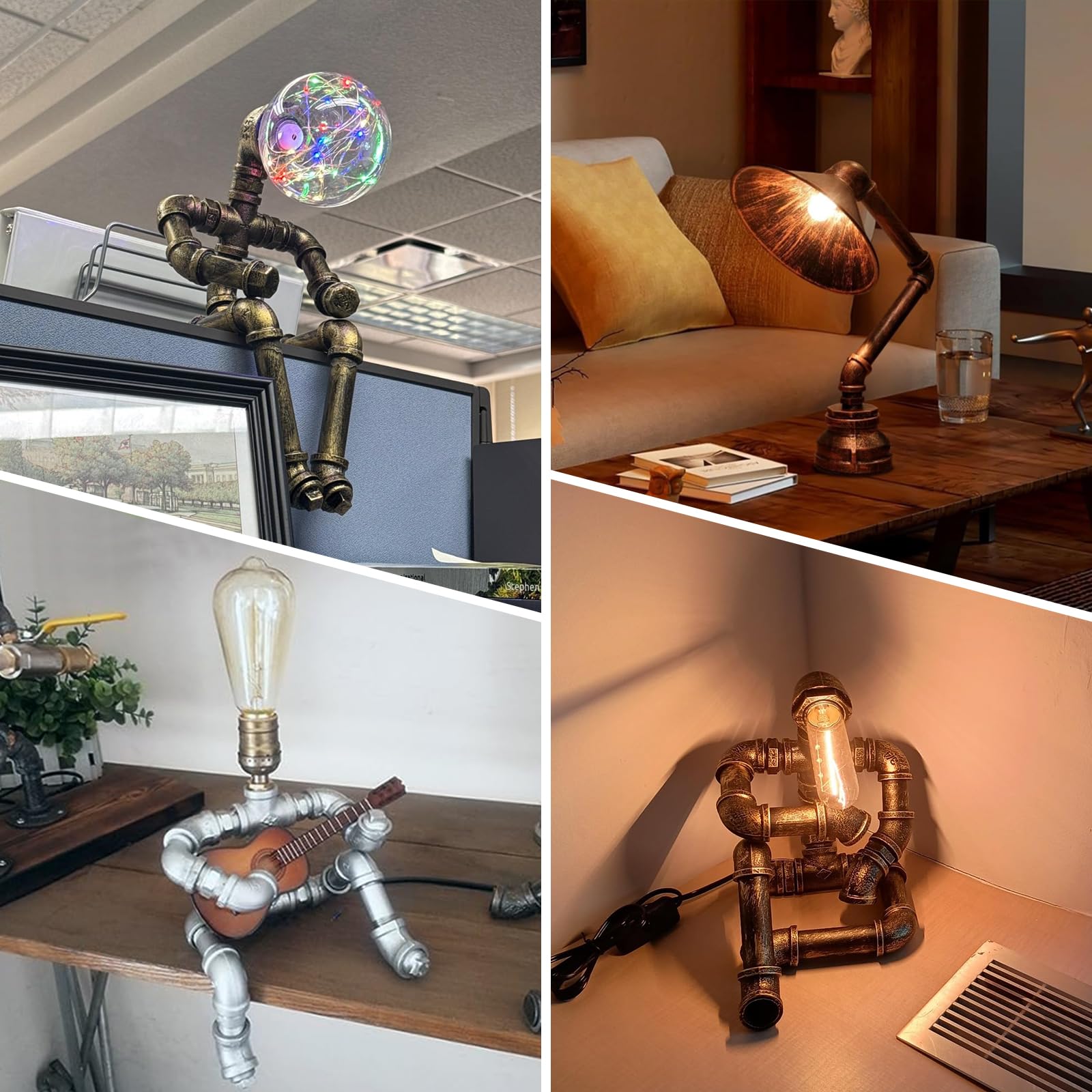 Steampunk Table Lamp - Industrial Retro Design -7