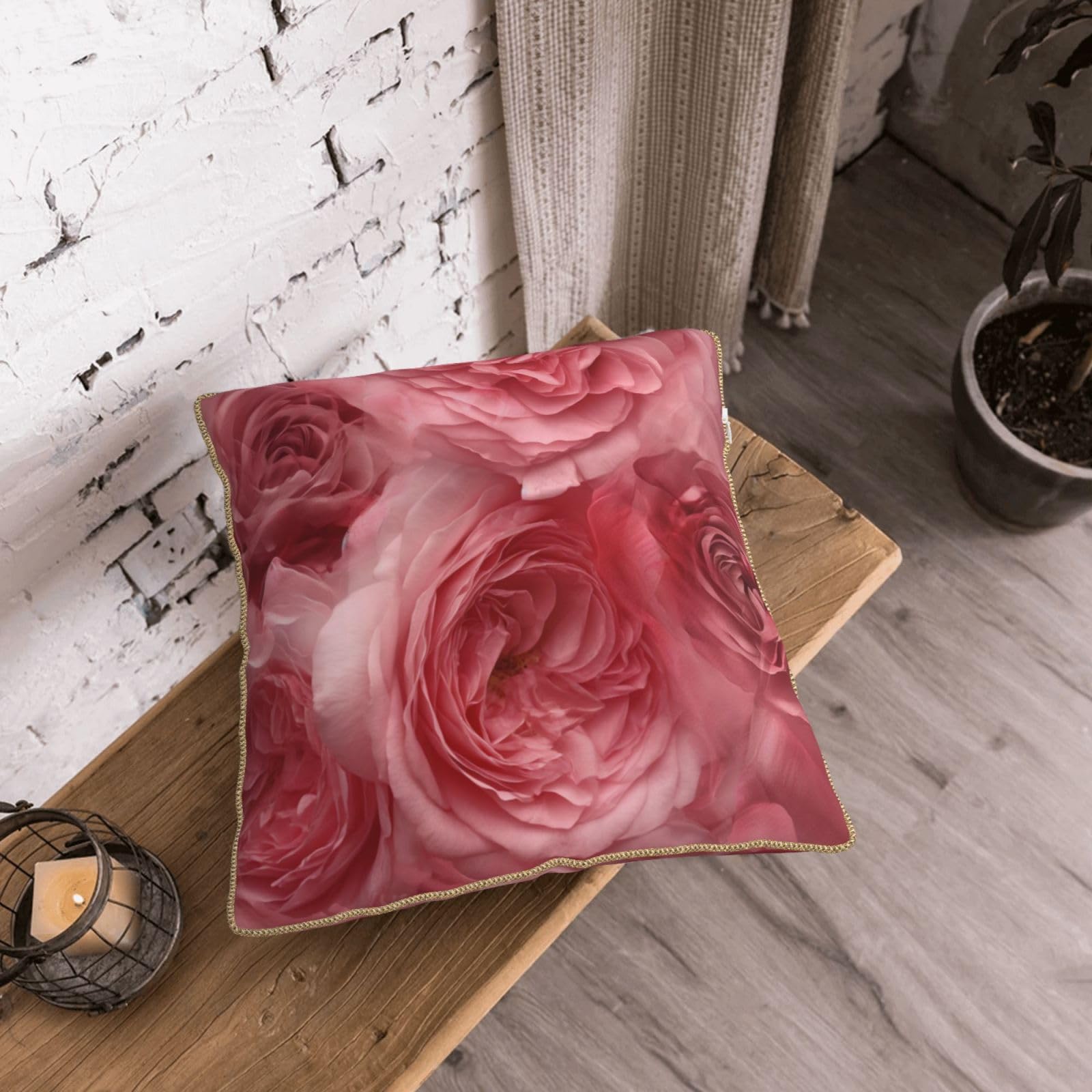 Amazon.co.jp: pink rose flowers クッションカバー 18