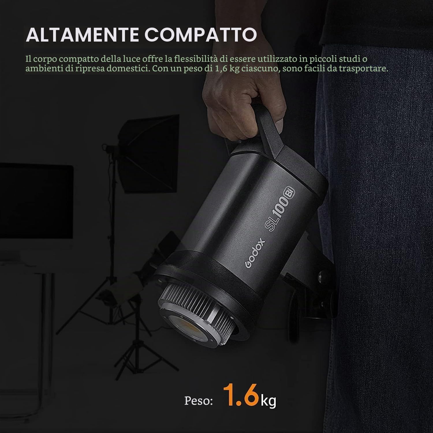 GODOX SL100Bi Lampada Video LED 100W 2800-6500K TLCI≥97 CRI≥96, Illuminazione Continua Dimmerabile con Attacco Bowens per Riprese Video Riprese in Esterni