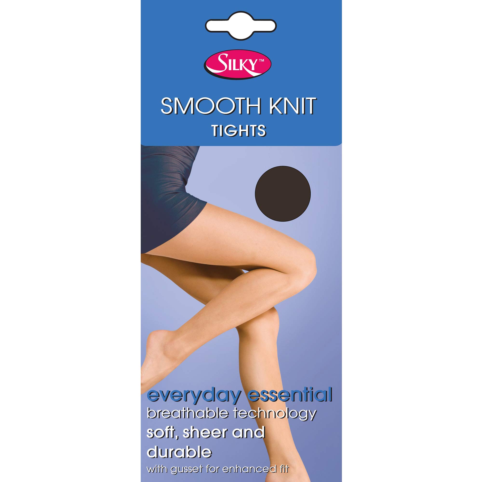 Silky Womens/Ladies Smooth Knit Tights (1 Pairs) (Medium (36”-42”)) (Barely Black)