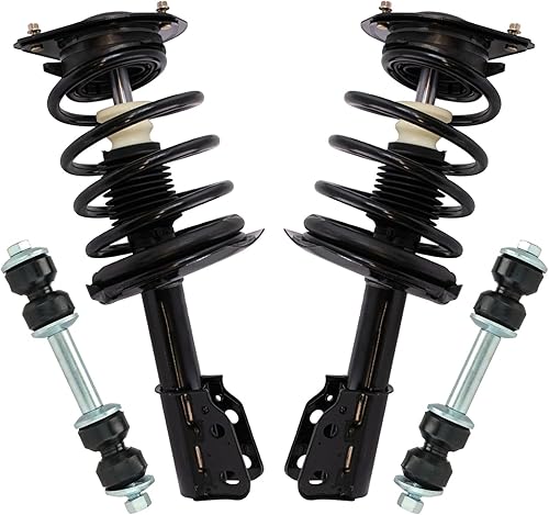 Miniatura 1264 de TRQ Kit de suspensión delantera, conjunto de amortiguadores y resortes, barra estabilizadora, enlace estabilizador compatible con Chevrolet