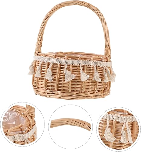 Miniatura 7 de jojofuny 2 cestas de mimbre con flores de sauce, canastas de mimbre para regalos, decoración de plantas, cestas de madera pequeñas, cesta de picnic,