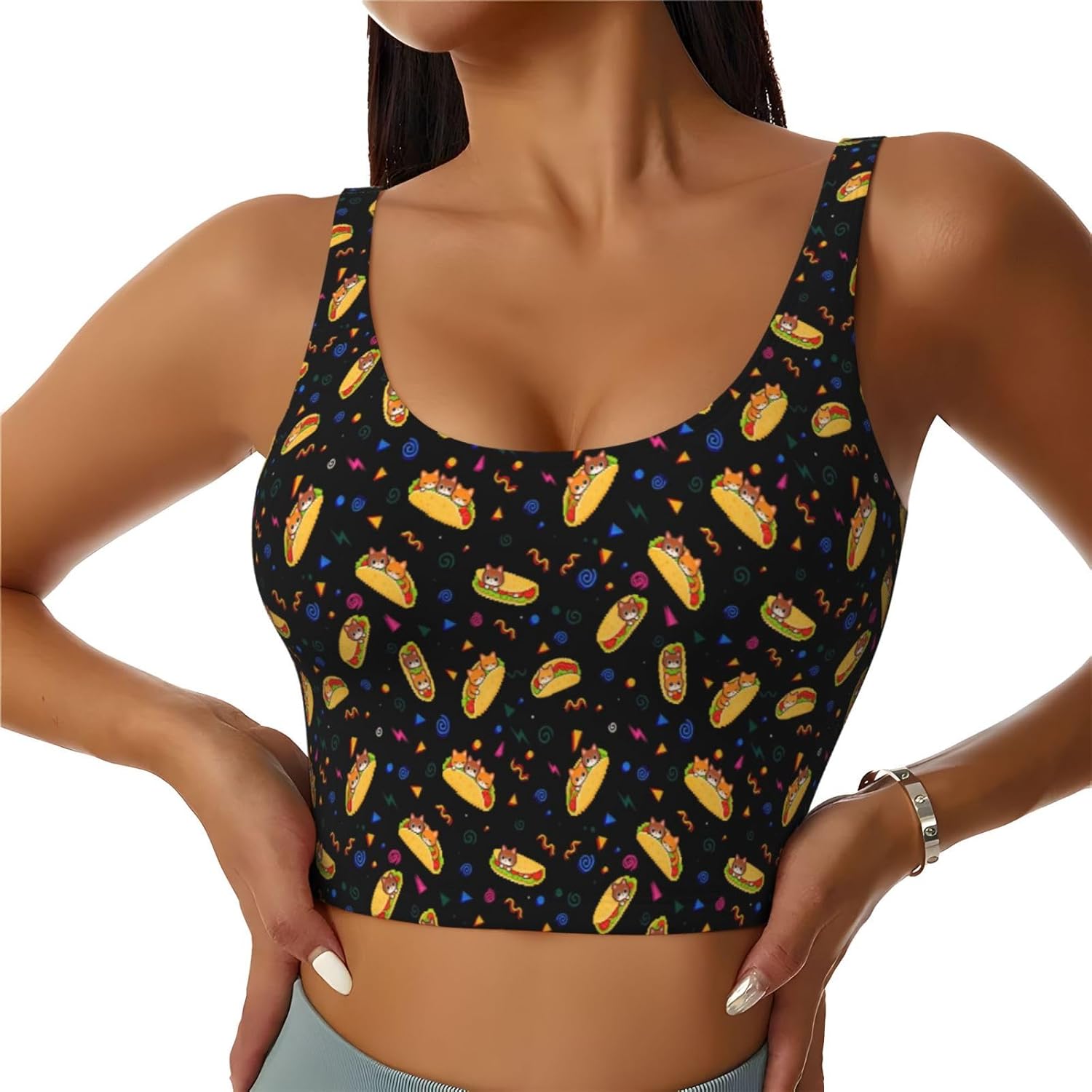 Women's Sports Vest U-Back Workout Tank Top with Built in Padded Bras Crop Tank Underwear for Yoga Fitness Gym