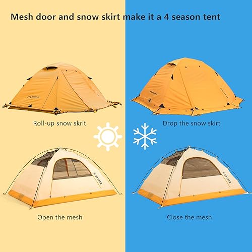 Miniatura 3 de BISINNA Tienda de campaña para 4 estaciones para mochileros, tiendas de campaña de invierno para 2 personas, ligeras, para clima frío, impermeable,