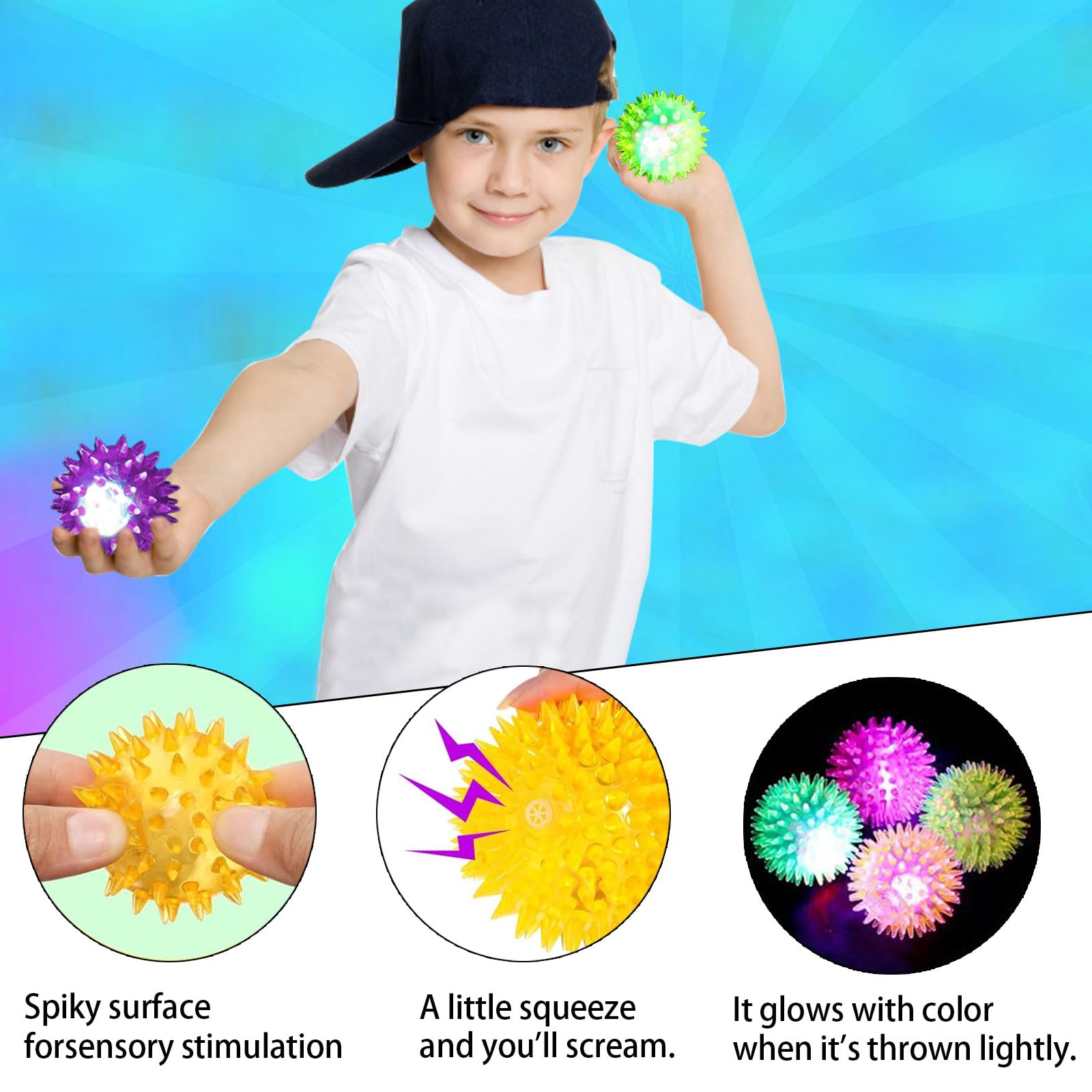 Palline LED Riccio 12 Pezzi - Giocattoli Luminosi Per Bambini E Antistress - Foto 5