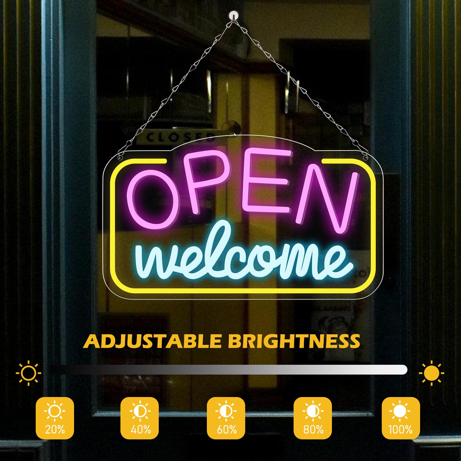 Open Neon Shield 43X23CM - Targa neon personalizzata, Open Neon Sign colorato per bar, salone, negozio, caffetteria, club, ristoranti