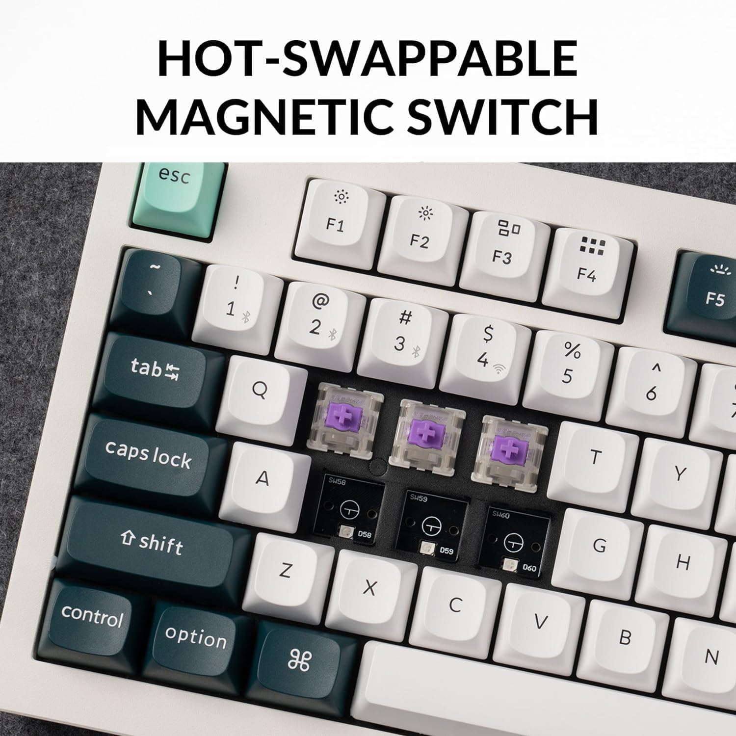 Keychron Q5 HE QMK Wireless Custom Mechanical Keyboard with Knob, 2.4 GHz/Bluetooth/Wired 96% Layout Hot-Swappable Programmable RGB Backlit Gateron Magnetic Switches for Mac Windows, Shell White