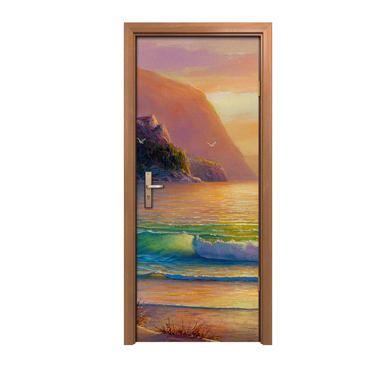 Autocollant de porte Vagues côtières 90x200 pour sticker mural