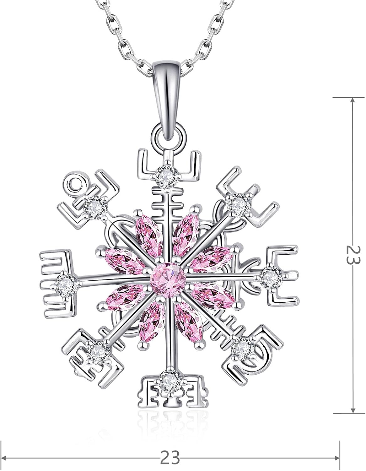 JO WISDOM Snowflake Necklace,925 Sterling Silver Viking vegvisir Necklace/Winter Frozen Flower Necklace/Snowflake Necklace with Birthstones for women,Christmas Jewelry Gift
