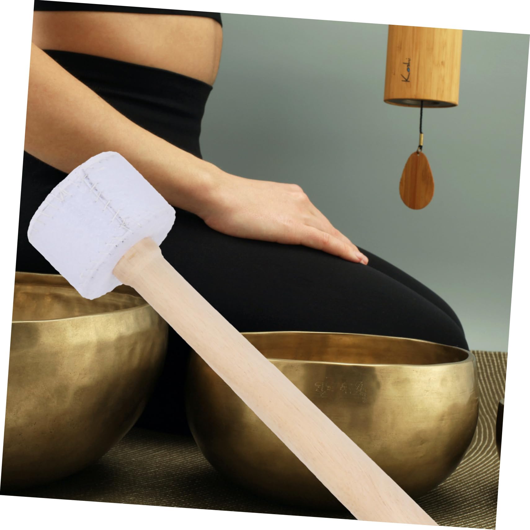 Batacchio Per Campane Tibetane In Legno E Camoscio Nero 17×2