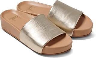 Pelican Leather Platform Sandal for Women, Slip-On Design, Features Molded Arch & Leather-Wrapped Memory Foam Footbed