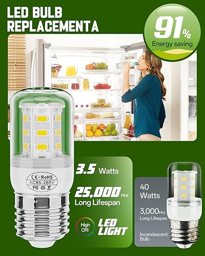 Miniatura 10 de Bombilla LED de repuesto para nevera de frig-idaire 5304511738, KEI D34L bombilla para refrigerador, bombilla LED de 3.5 W (85 V-265 V, luz cálida),