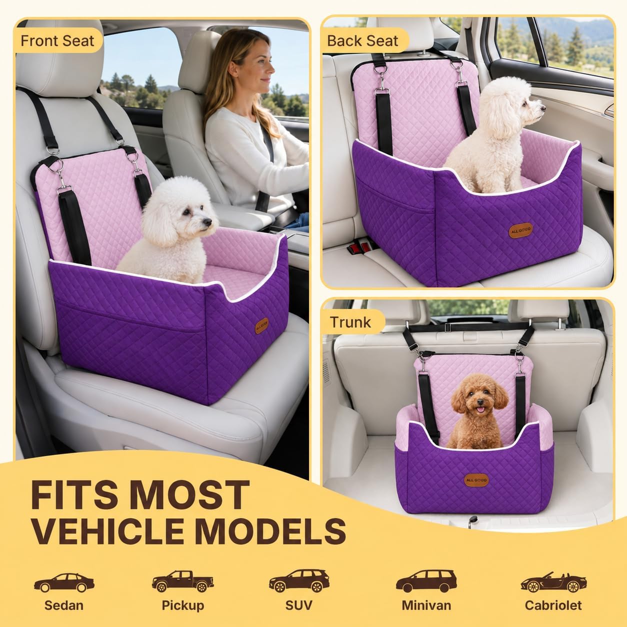 ALL GOOD PET SUPPLIES Dog Car Seat for Small/Medium Dogs Under 35lbs image 4