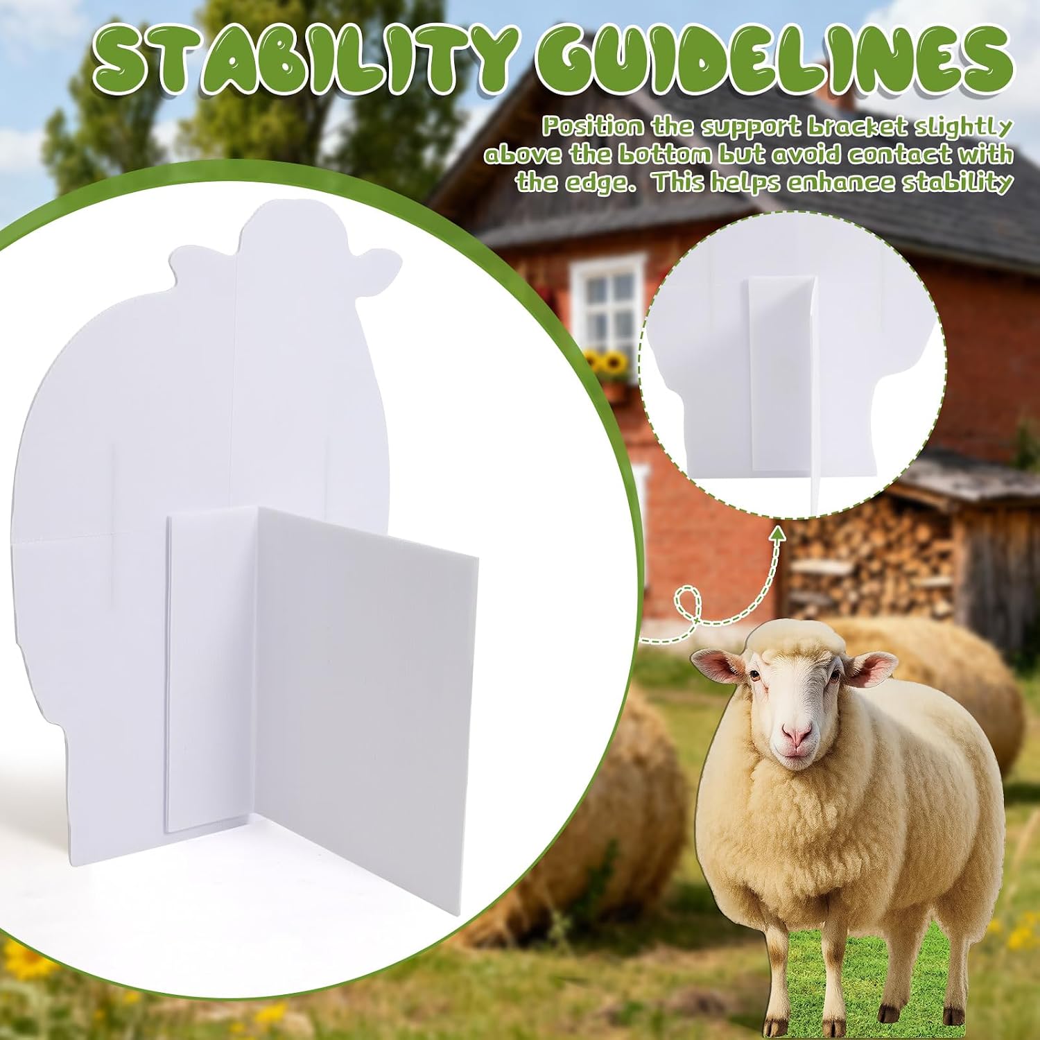 2FT Sheep Cardboard Cutout Life-Size Animal Cutout Realistic Farm Animal Photo Booth Prop Decor for Parties, Farm-Themed Events, Classrooms, Birthday Decoration Supplies 17.72 x 23.62 Inches